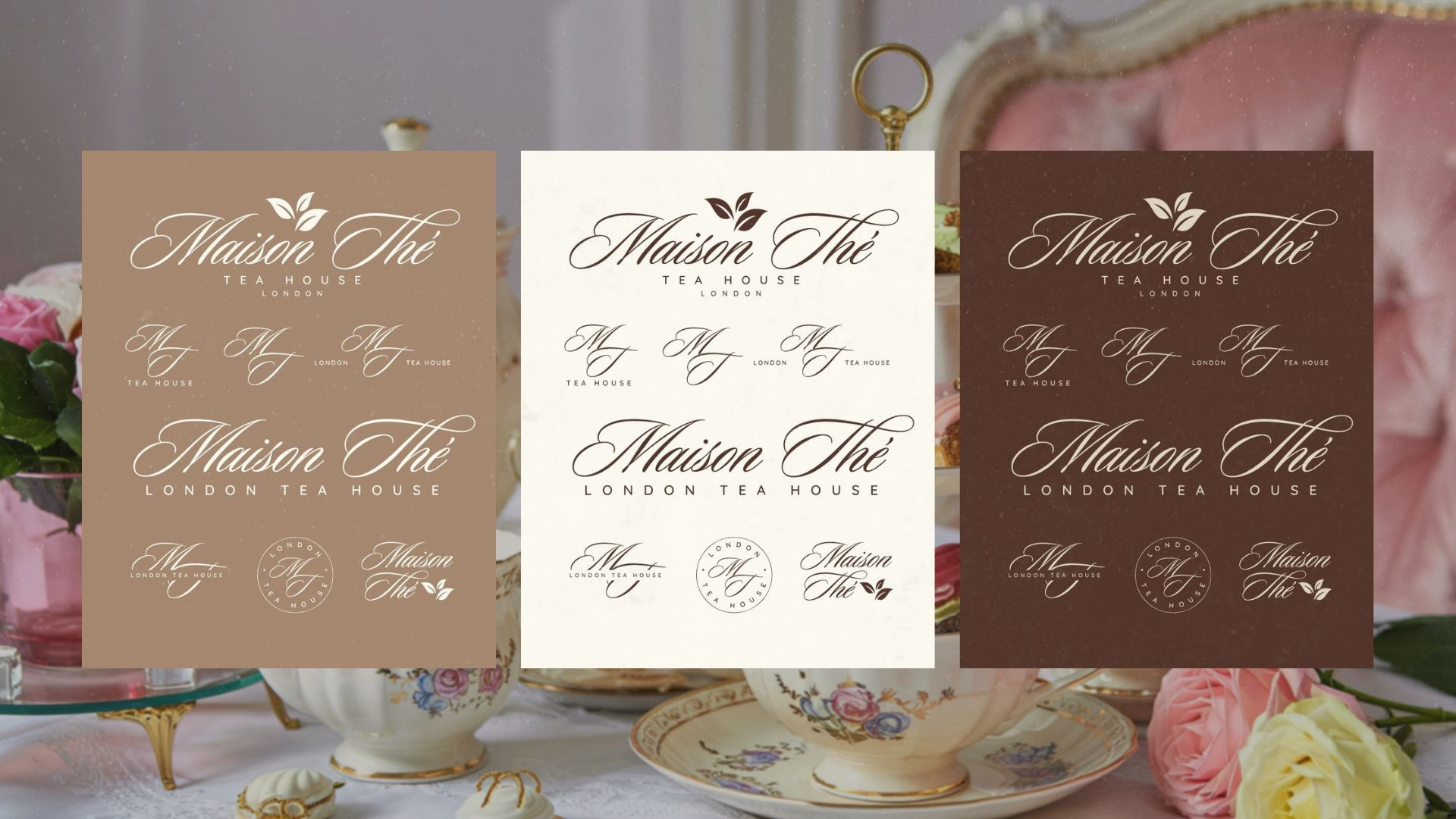 Tea House Brand Logo Design artisanal drinks identity beverage brand design boutique cafe branding cafe brand mark calm brand style clean delicate logotype cozy tea visual drink business branding hand crafted brand hospitality logo design leaf iconography leaf minimal mark modern folk inspired nature inspired logo oriental inspired minimal peaceful design language serene brand aesthetic small cafe identity tea shop identity warm brand palette