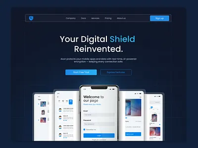 Axon — Cybersecurity Landing Page Concept branding design dribbble figma graphic design landingpage modernui saasdesign techdesign ui ui design uidesign ux design webdesign webflow website deisgn