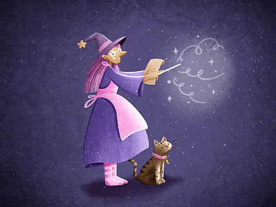 Learning some new skills 🪄 2d cat character cute drawing illustration magic procreate wand witch