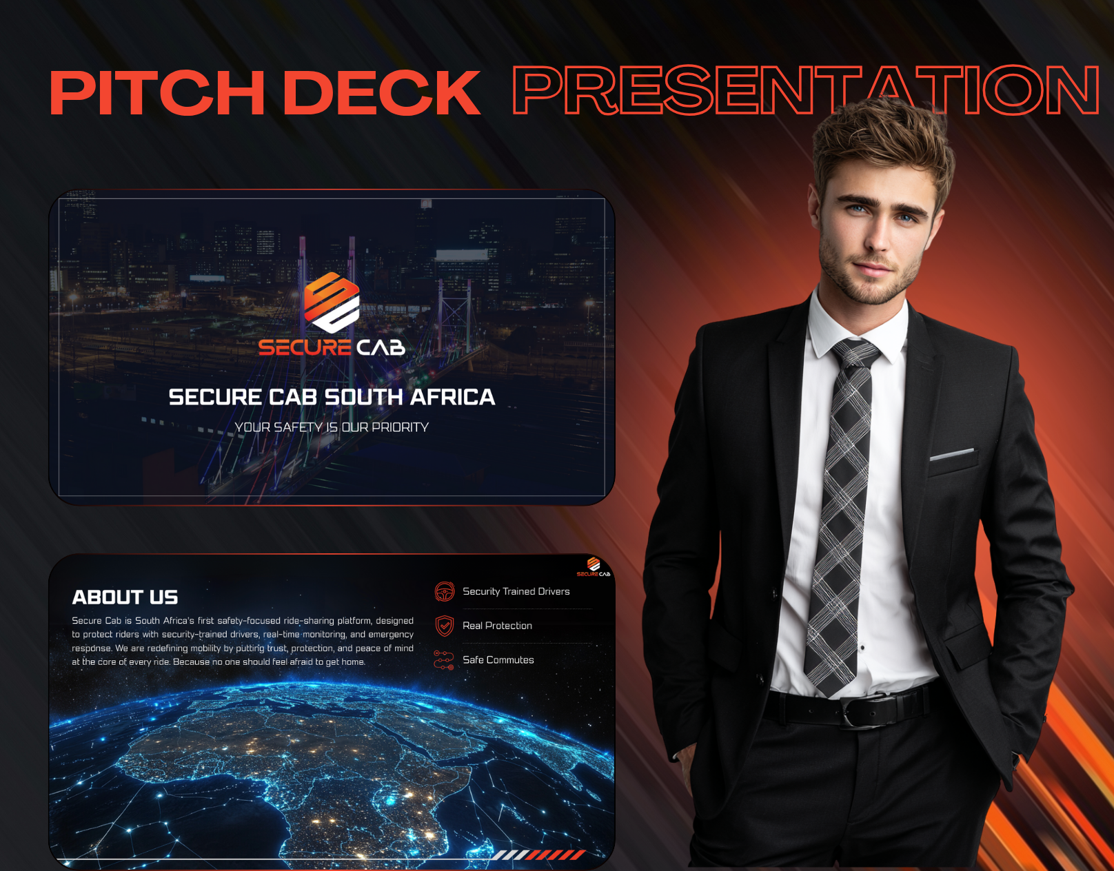 SecureCab Corporate Pitch Deck Presentation brand guide branding cab google slides graphic design illustration infographic keynote pitch deck presentation powerpoint design pptx presentation deck presentation design priority secure slides south africa uber ui visual identity