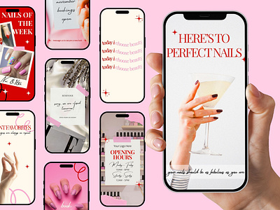 Nail Tech Instagram Stories Templates aesthetic simple story beauty highlight visuals beauty salon deal story cute beauty business fashion beauty story feminine story layouts instagram vertical design light girly palette manicure inspiration story nail business stories nail promo vertical nail service marketing pastel design aesthetic pastel marketing graphic promo story design salon branding social salon highlight covers service listing story soft minimal story story templates beauty