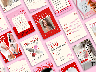 Nail Salon Social Media Brand Set aesthetic template set beauty industry creative beauty pricing templates beauty salon branding beauty shop visuals beauty social pack client booking templates continuous brand feed daily promo posts elegant beauty carousel formatted social pack girly clean visuals luxury salon aesthetic manicure brand identity modern delicate type nail appointment graphics neutral feminine palette salon feed builder salon graphics bundle small service business design