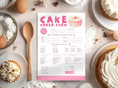 Cute Cake Business Order Form bakery admin sheet bakery management sheet bakery small biz tool cake biz organizer cake business template cake order form cake shop assistant cake shop branding cake shop resources custom cake inquiry sheet cute cake design daily cake orders form girly business doc girly sweet palette home baker tools order sheet printable pastel business paperwork printable order form simple cake paperwork sweet cake branding