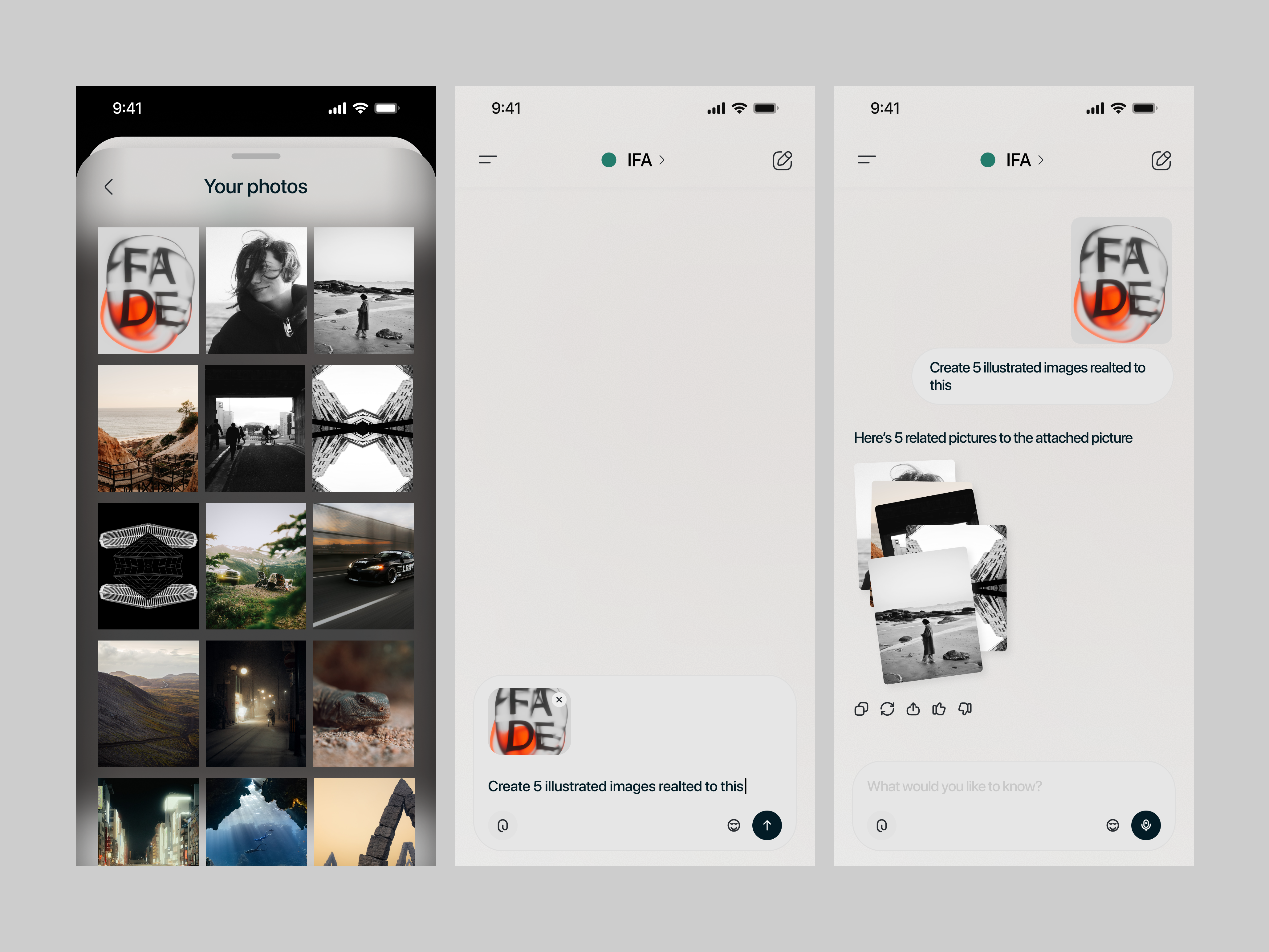 IFA ai. Image prompting feature ai app artificial intelligence mobile app product design ui ui design uiux uiux design ux