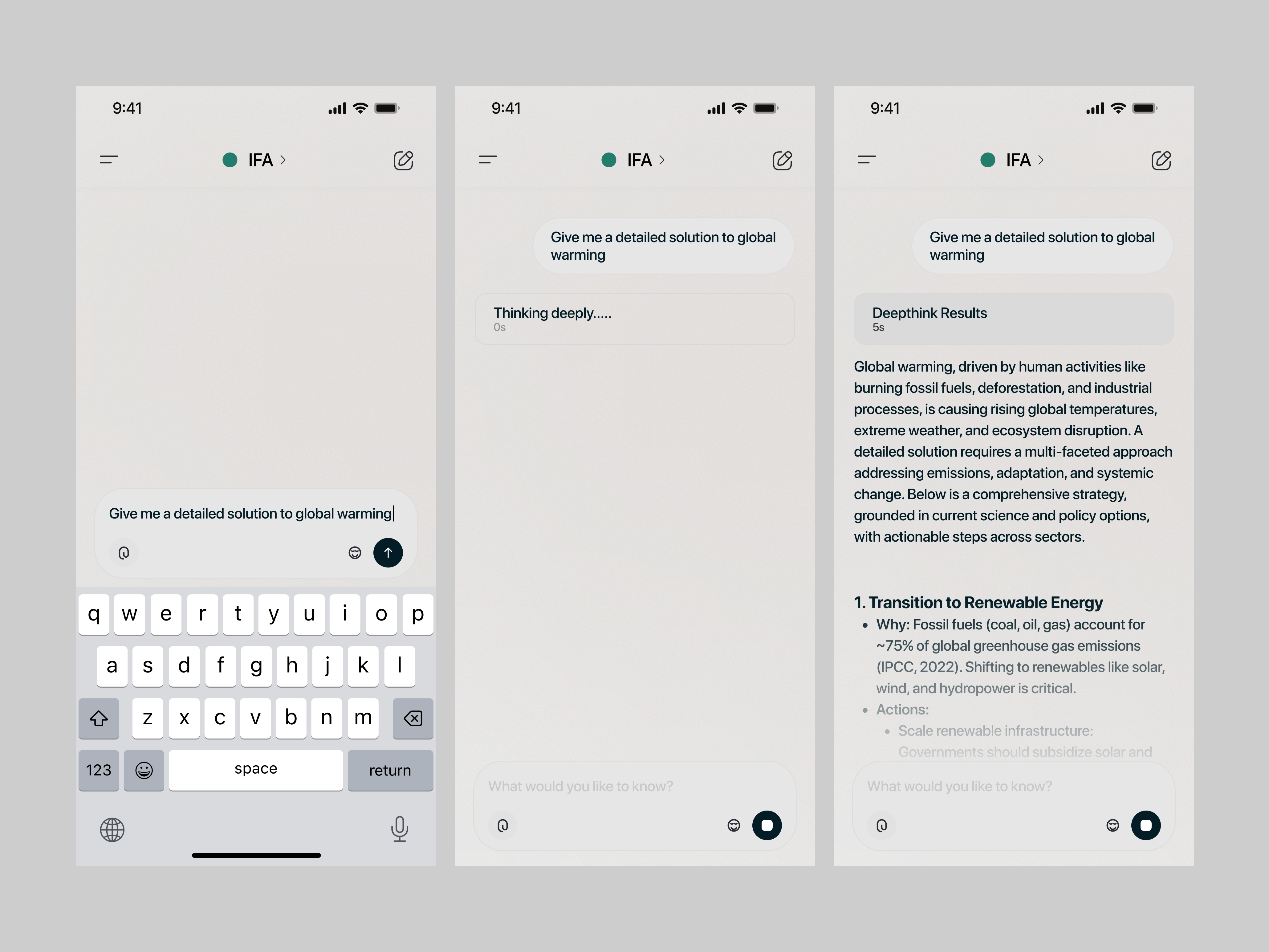 IFA ai. Deep think feature & flow ai artificial intelligence deep search deep search ai deep seek mobile design product design ui ui design uiux ux ux design