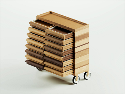 All-In-One 3d 3d animation blender blender3d illustration isometric isometric illustration tool cart toolbox tools wood wooden