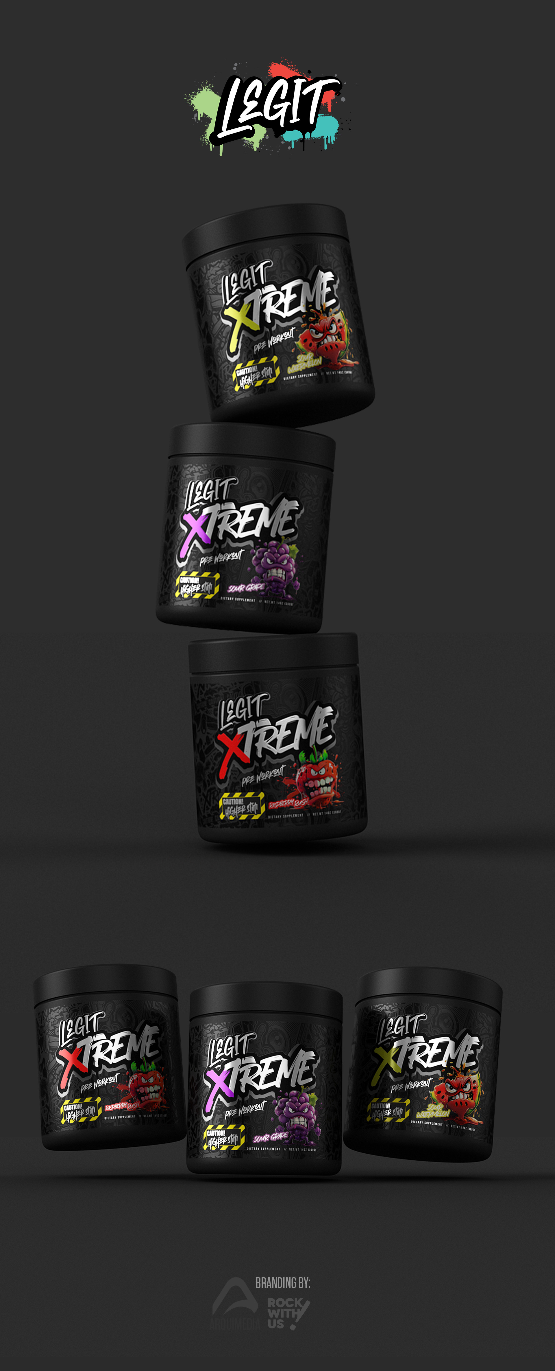 Label Design Pre-Workout 3dimages arquimediastudios branding design label packaging supplements