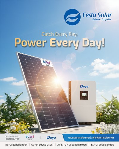 Solar Panel & Solar Inverter Company Social Media Post advertising branding graphic design photoshop social media design social media marketing social media post solar inverter solar panel