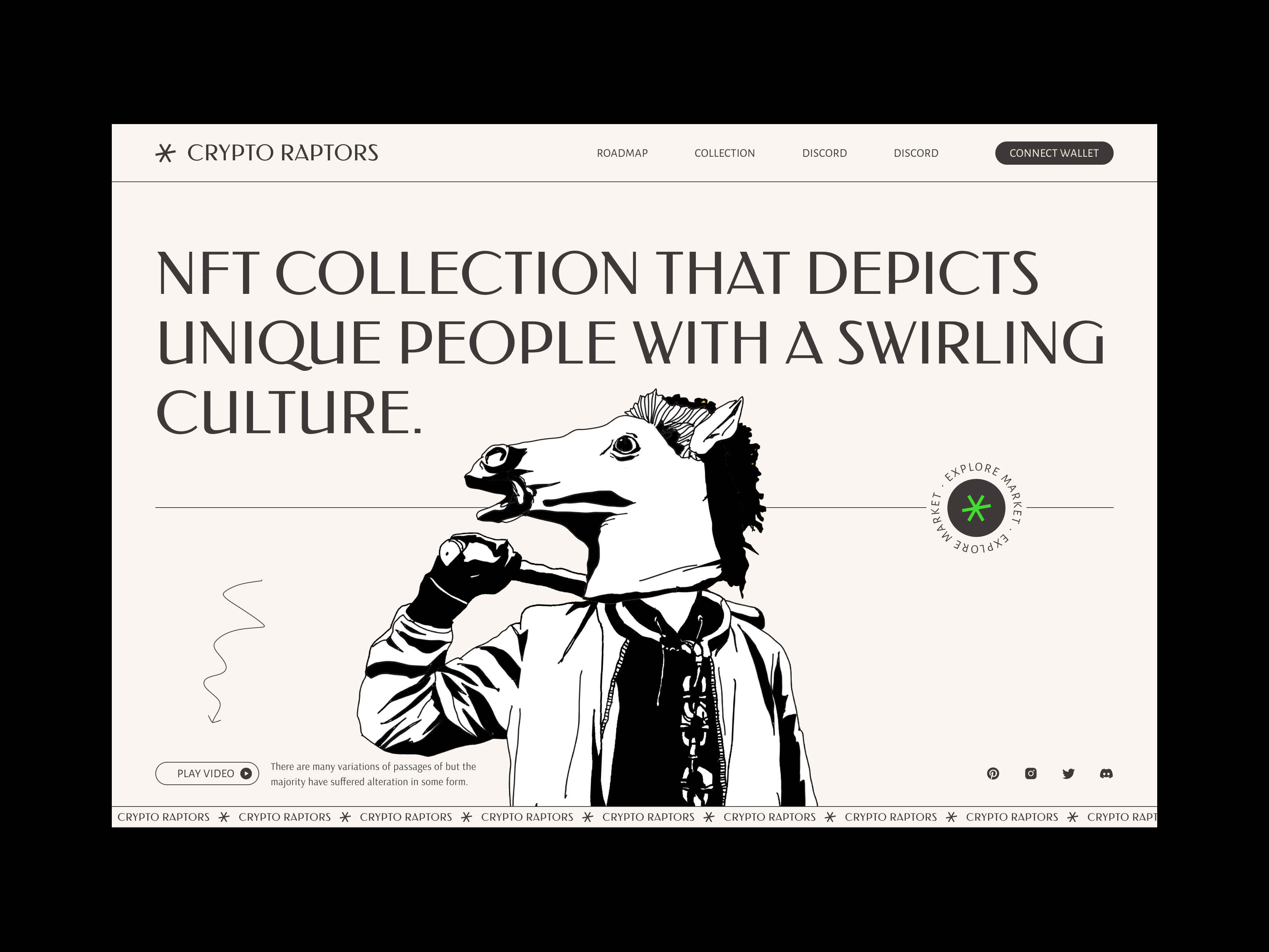 Crypto Raptors - NFT landing page(003) ai anime blockchain bold chatgpt colorful crypto cryptoart green landing page modern motion graphics nft tm22b trand ui uiux web web design website