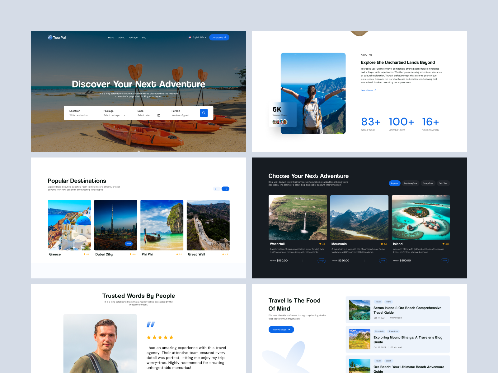 Example of Travel Booking Website UI Design