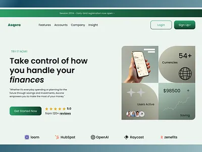 The Future of Money Management branding design graphic design hero section landing page saas landing page ui ux