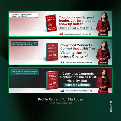 LinkedIn Full Profile Rebranding & Revamp For Ella Rouss brand identity branding graphic design linkedin linkedin profile optimization personal branding profile rebranding