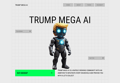 TRUMP MEGA AI - Meme coin website ai ai exchange ai meme coin ai token ai website meme coin meme coin ai meme coin landing page meme coin template meme coin website ui ux web design