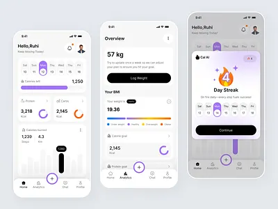 Calorie Tracking Mobile App analytics app design app ui calorie calorie tracking calories diet app fitness health tracking healthy ios app mobile mobile app nutrition app ui