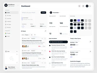 Idea Management Dashboard admin ai idea generate ai powered dashboard ai web app android app dahboard artificial intelligence chatbot dashboard dashboard design idea management app ios mobile ui design responsive design saas dashboard smart idea management task management dashboard ui ux user interface web app design