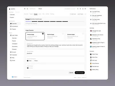 Budget page - Made with SnowUI dashboard ui kit