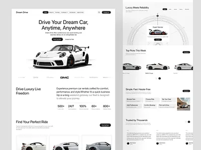 Dream Drive Luxury Car Rental Website booking car car rentel clen landing landing page modernui sport sports travel ui ux webdesign website
