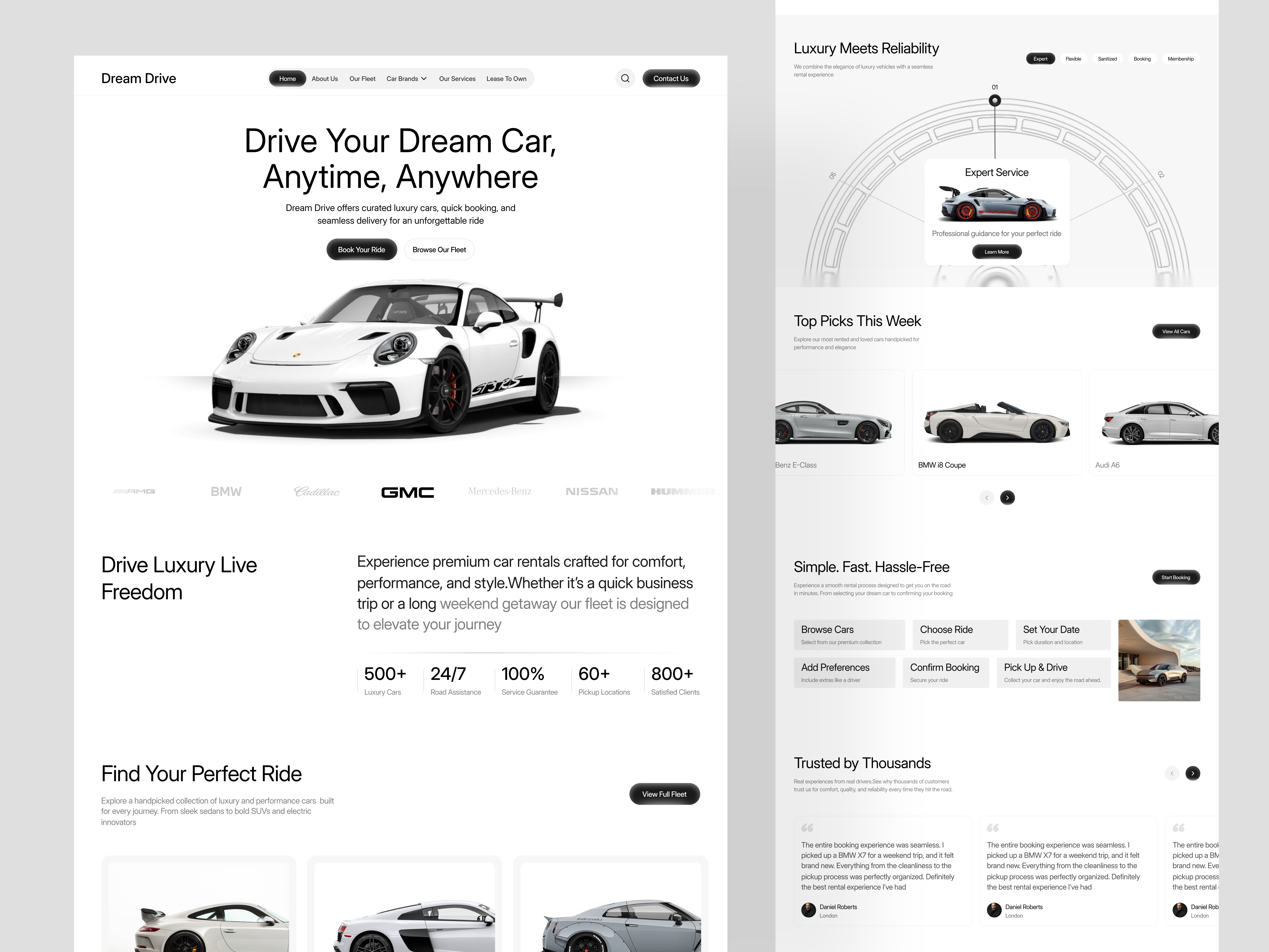 Example of Luxury Car Rental Website Design 
