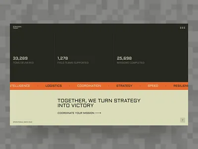 Tactical Logistics Landing for Volunteer Coordination geometry ui hero section landing landing page ui logistic logistic landing ui logistic ui military military landing military tech military website minimalism ui tech ui design volunteer volunteer website website design