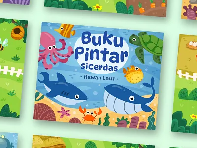 Sea Creature - Sicerdas Busy Book - Playful Cartoon Illustration book illustration busy book design busy book illustration cartoon fish cartoon illustration cartoon sea animals cartoon sea creatures children book colorful cartoon illustration fun cartoon illustration kids board game kids book illustration kids busy book kids illustration playful cartoon illustration underwater illustration