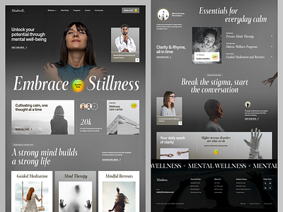Mindwell - Mental Wellness Website aesthetic calmness health health website healthcare landing page medical mental mental health mental wellness mind mindfullness relaxation serenity web design website website design wellbeing wellness wellness website