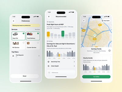 Veyo - Driver App - Recommendation analytics appdesign data driverapp driverplatform earninginsights insights logisticsapp mobile mobileapp preferences productdesign recommendations revenue ridesharing smartrouting transportationapp trends uidesign uiux