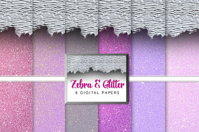 Zebra & Glitter Digital Papers design digital papers