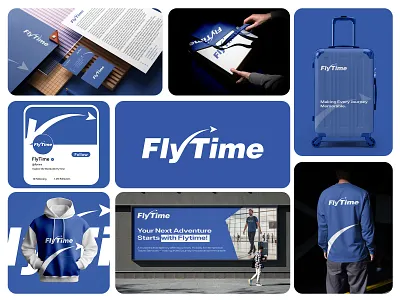 FlyTime – Travel Agency Logo & Branding Design brand design brand identity branding businesss logo cmpany logo company logo for travel agency flight agency logo flight logo flytime flytime logo logo logo design logo flytime logos premiumlogo travel agency logo travel logo travl minimal logo