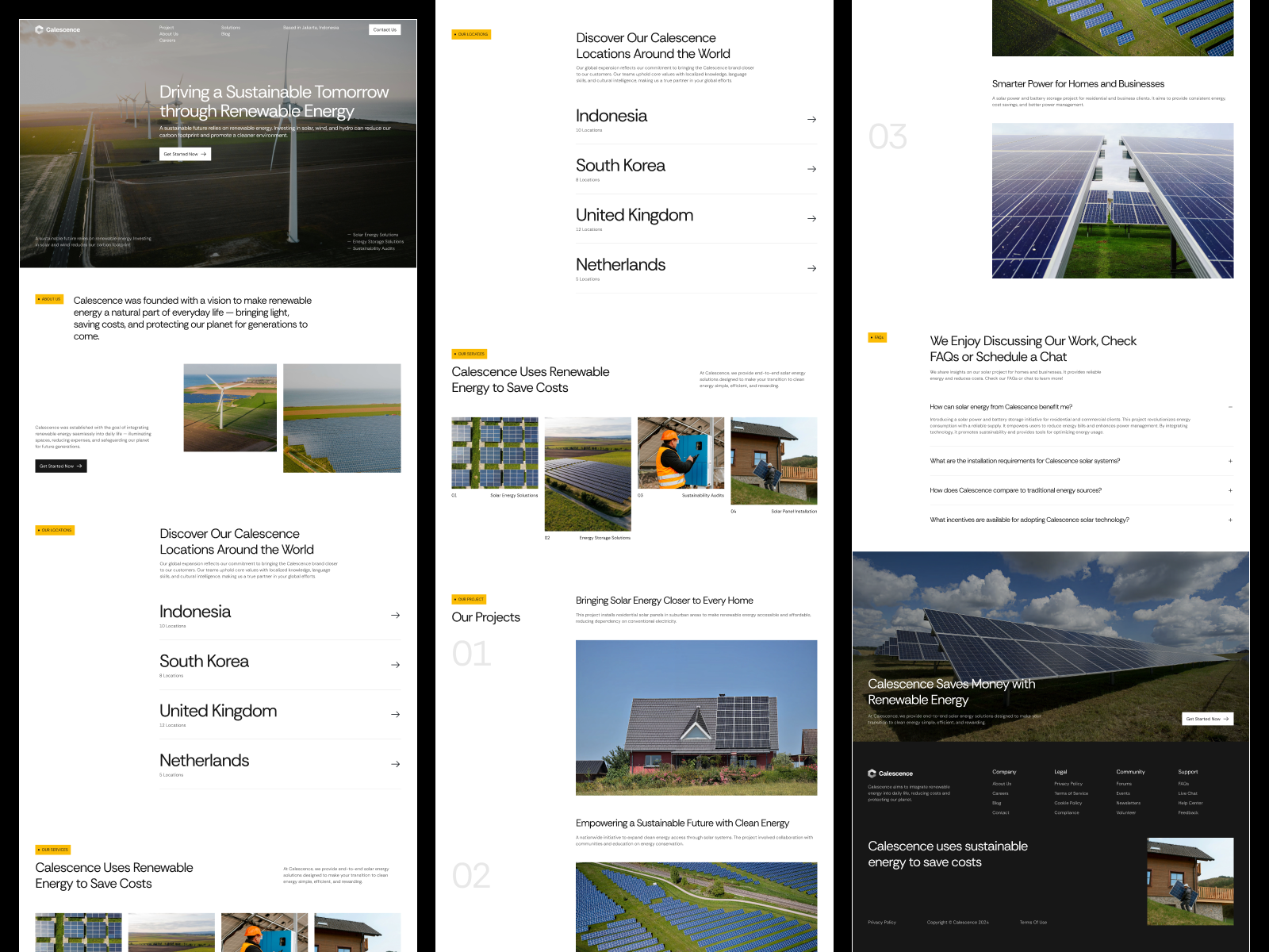 Calescence - Sustainable Energy Landing Page branding clean climatechange designinspiration editorial graphic design greenenergy landingpage layoutdesign minimaldesign renewableenergy sustainability sustainableenergy ui uidesign ux webdesign webinterface websitedesign whitespacewebsite