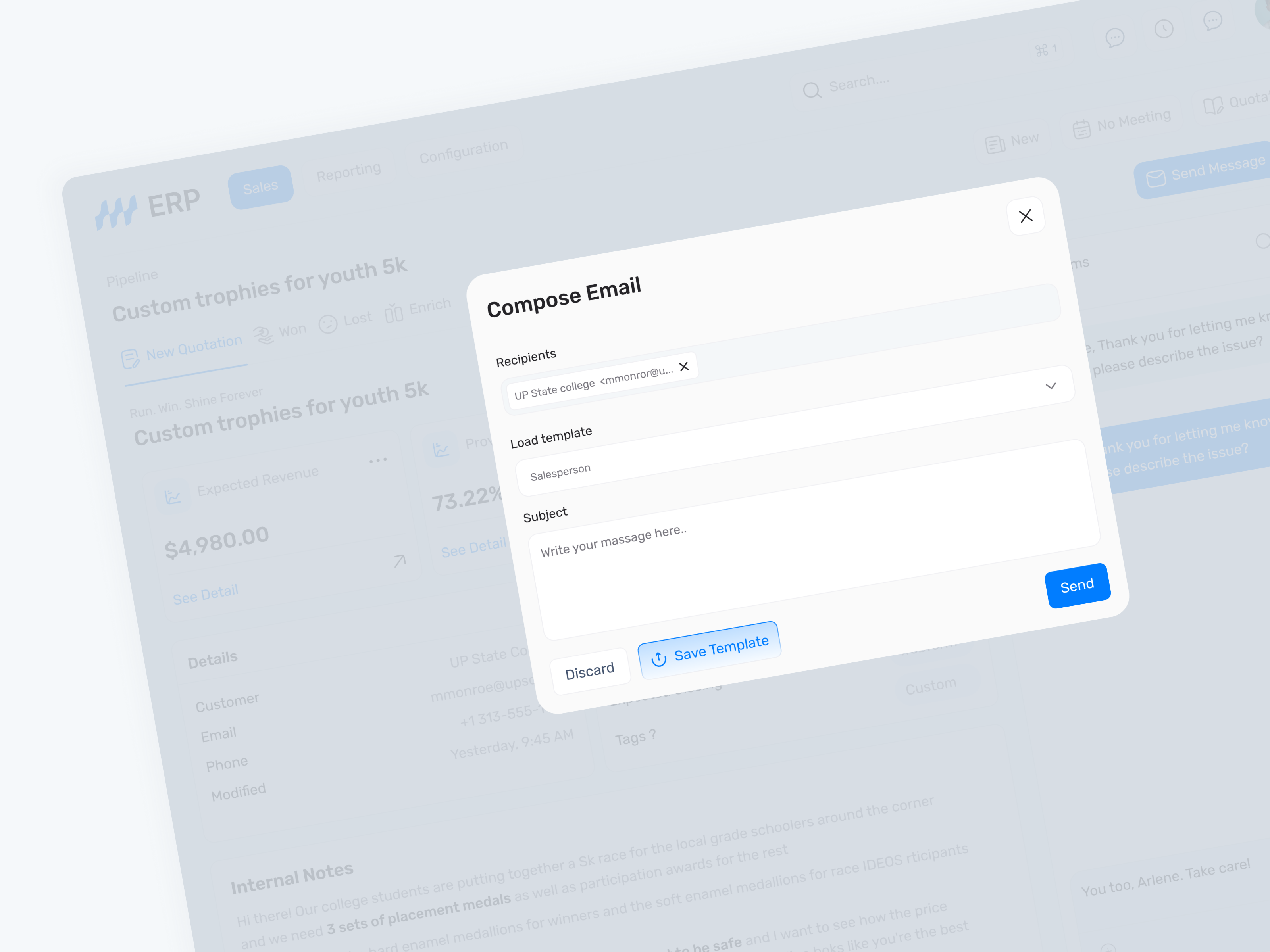 ERP Email Composer Screen UI chat compose edit email email email composer email editor email template form gmail inbox interface mailbox message product design text editor user user interface web app web component webapp