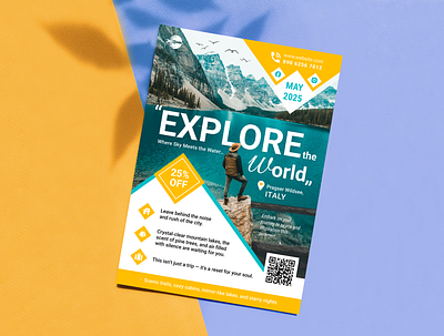 Flyer Travel Design advertisement advertising agency blue brand branding brochure design flyer graphic design infographic layout marketing offer poster print sale social media design travel yellow