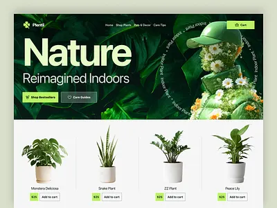 Plentii - Indoor Plant Website buy plants online ecommerce garden green homepage indoor plant plant plant care shop ui uiux ux web webdesign
