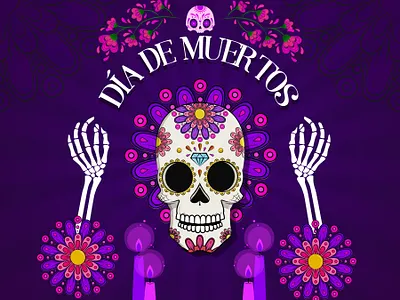 Día de Muertos Design dayofthedead diadelosmuertos digitalart dribbbleweeklywarmup festive graphic design illustration mexicanfolkart sugarskull vector