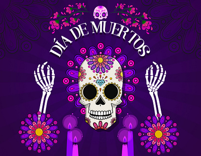 Día de Muertos Design dayofthedead diadelosmuertos digitalart dribbbleweeklywarmup festive graphic design illustration mexicanfolkart sugarskull vector