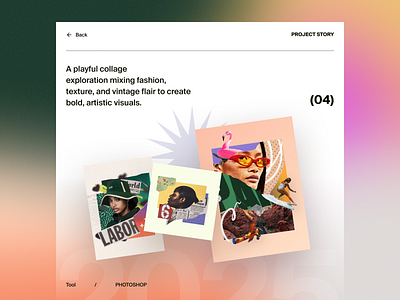 Project Story Page – Exploration collage design design desktop editorial style exploration ui visual exploration