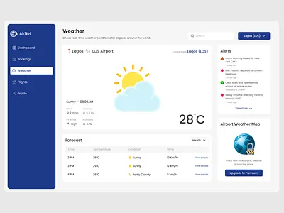 AirNet Weather Dashboard air airplane clean clean dashbaord clean ui dashboard figma flight graphic design navigation plane sass sass dashboard ui ui dashboard ui design ui sass uiux design weather web dashboard