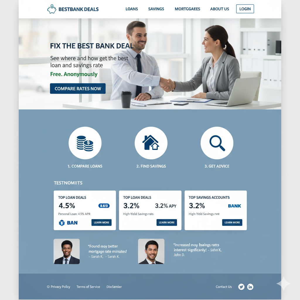 Example of Financial Rate Comparison Landing Page 