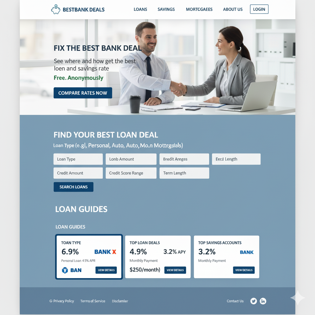 Example of Financial Rate Comparison Landing Page 