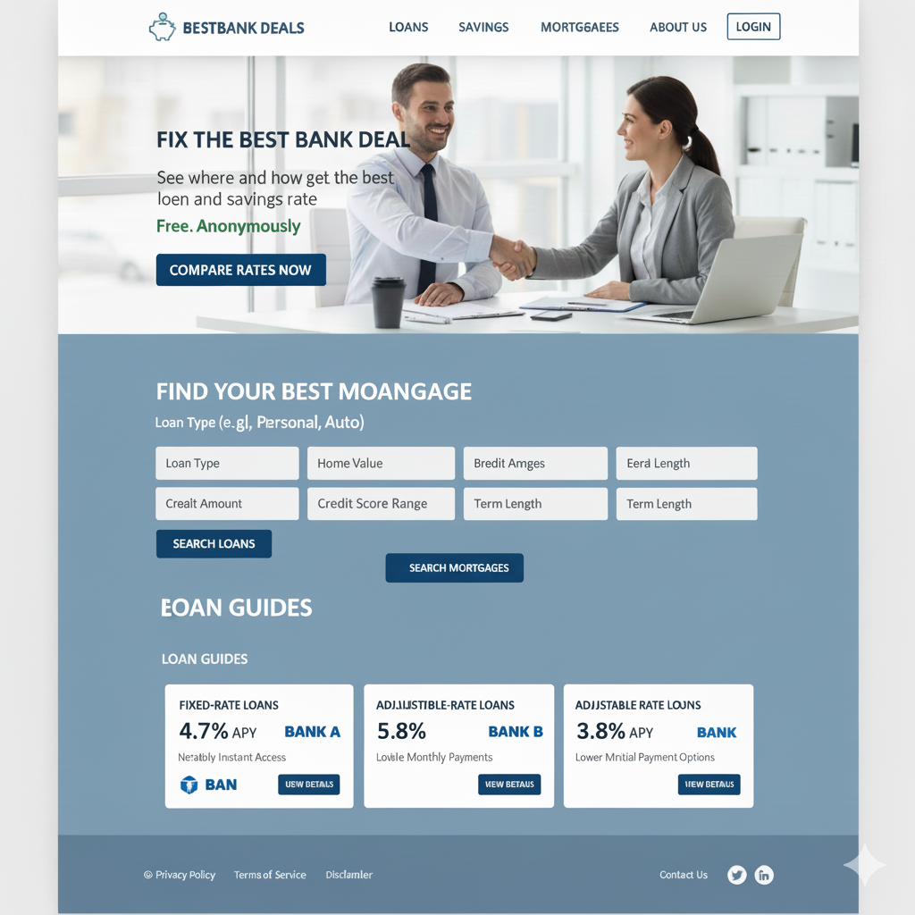 Example of Financial Rate Comparison Landing Page 