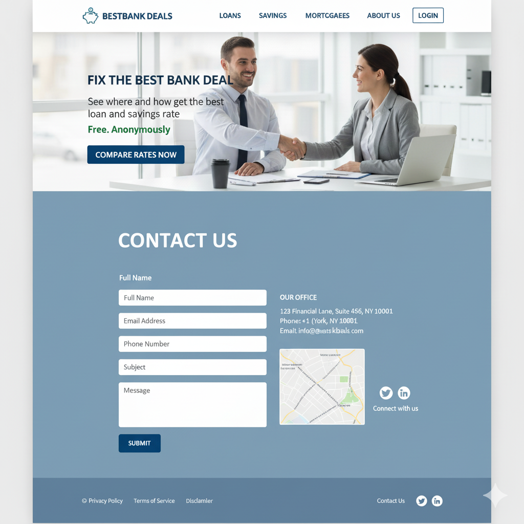 Example of Financial Rate Comparison Landing Page 