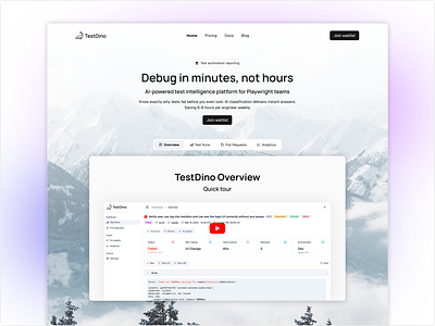 Testing Automation Website – Minimal & Futuristic UI Design ui