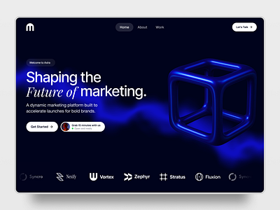 Futuristic Marketing Platform Hero Design 3d animation branding design figma graphic design illustration logo motion graphics typography ui ux vector