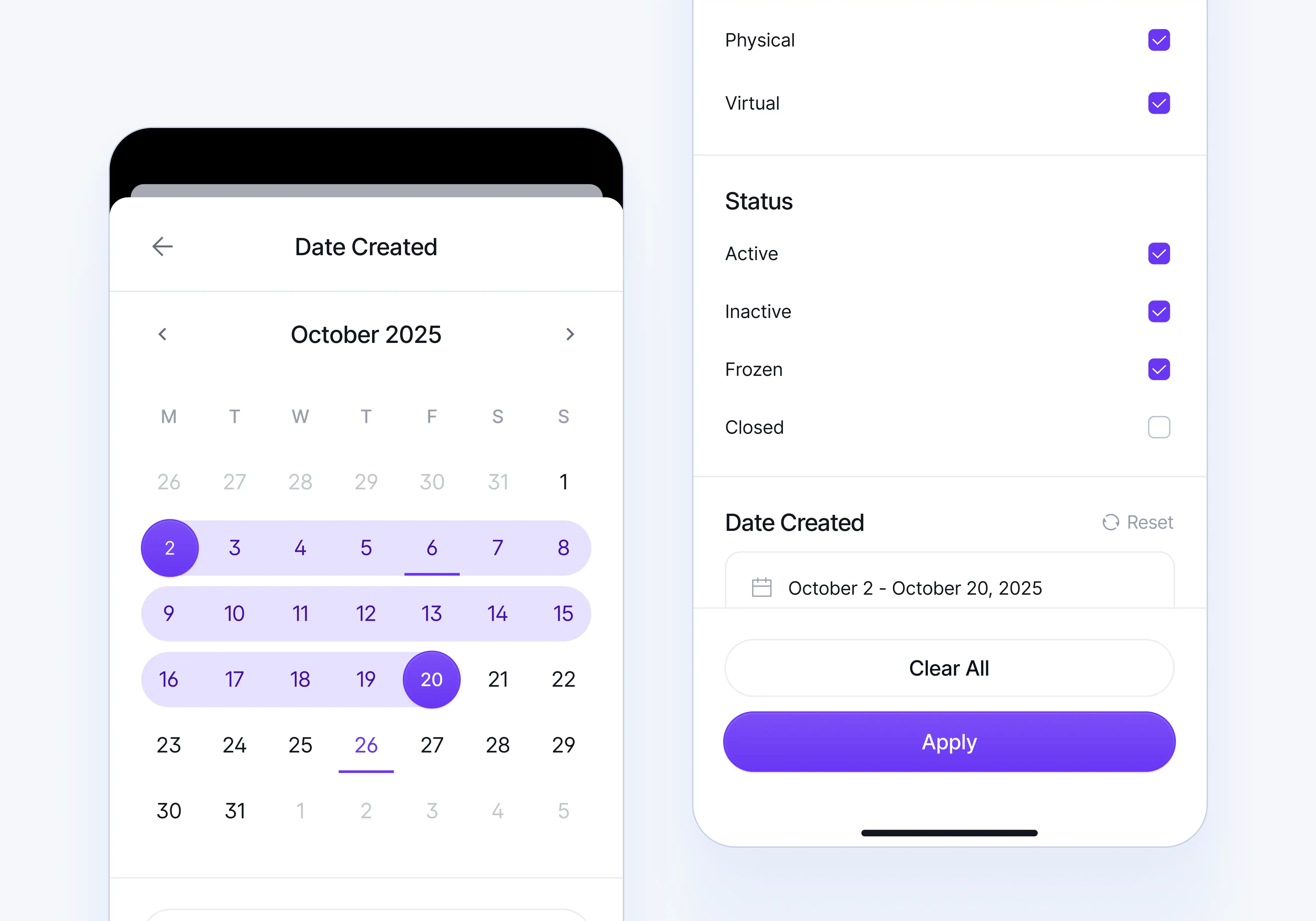 Mobile filters app design filter fintech ios mobile ui ux