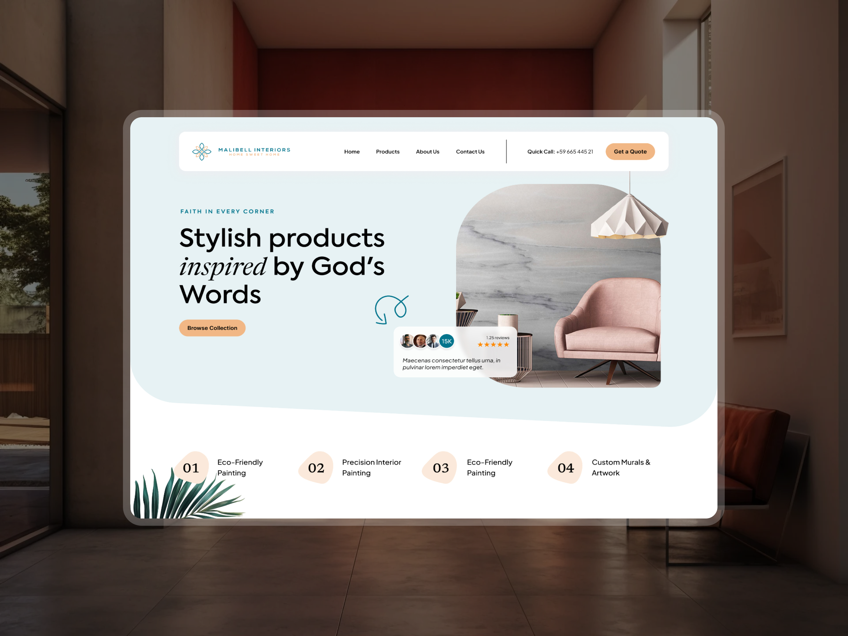 Malibell Interiors | Hero Section Design Concept clean ui graphic design hero banner hero section design hero ui home decor home interiors homepage hero homepage layout interior design landing page hero landing page ui responsive design sleek design trendy hero section ui design ux design website banner website header website hero