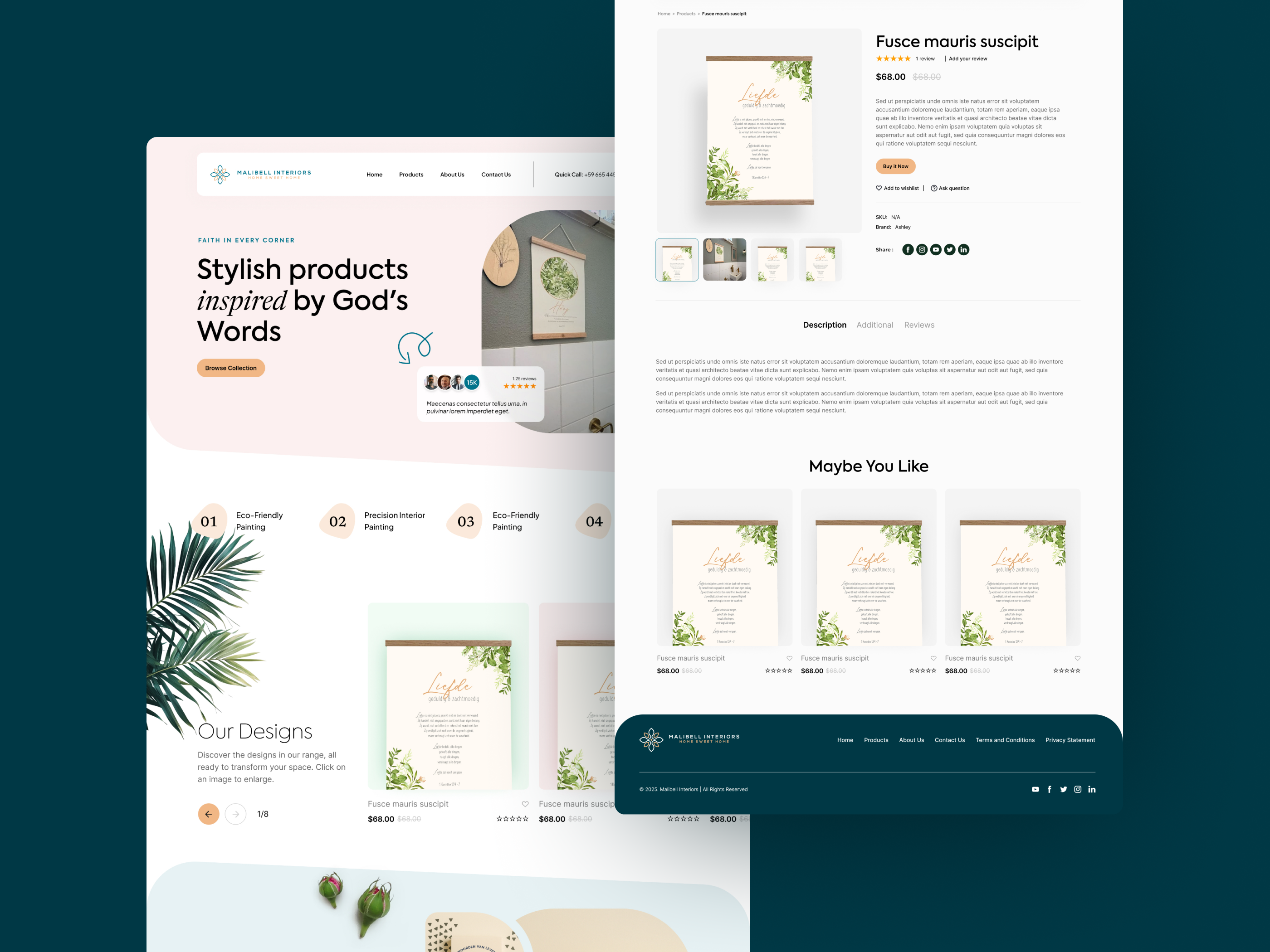Malibell Interiors — Modern Website Home Page brand identity brand website corporate website digital branding home page design homepage layout landing page modern home page modern ui product website promotional website responsive home page sleek design ui design ux design uxui showcase web design website design website home page website layout