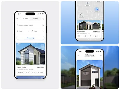 Ronnin - Real Estate Mobile App agent app b2b booking business buy clean home house minimalist mobile mobile app modern properties property purchase real estate realestate ui villa