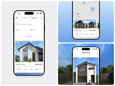 Ronnin - Real Estate Mobile App agent app b2b booking business buy clean home house minimalist mobile mobile app modern properties property purchase real estate realestate ui villa
