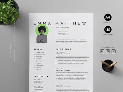 Resume/CV cover letter cv cv template design illustration print print template professional resume resume template resumecv ui us letter vector word