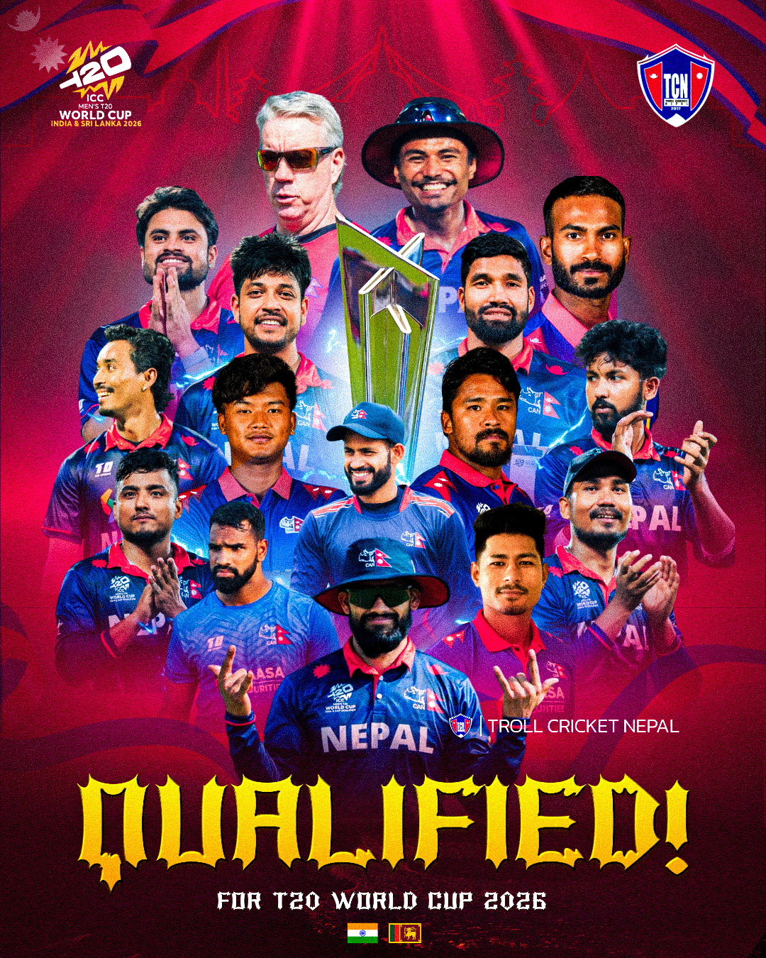 Nepal Qualified For T20 World Cup 2026 cricket graphic design icc nepal cricket nepal cricket team rohit kumar paudel sports sports graphics t20 world cup tt20world cup 2025 world cup 2026