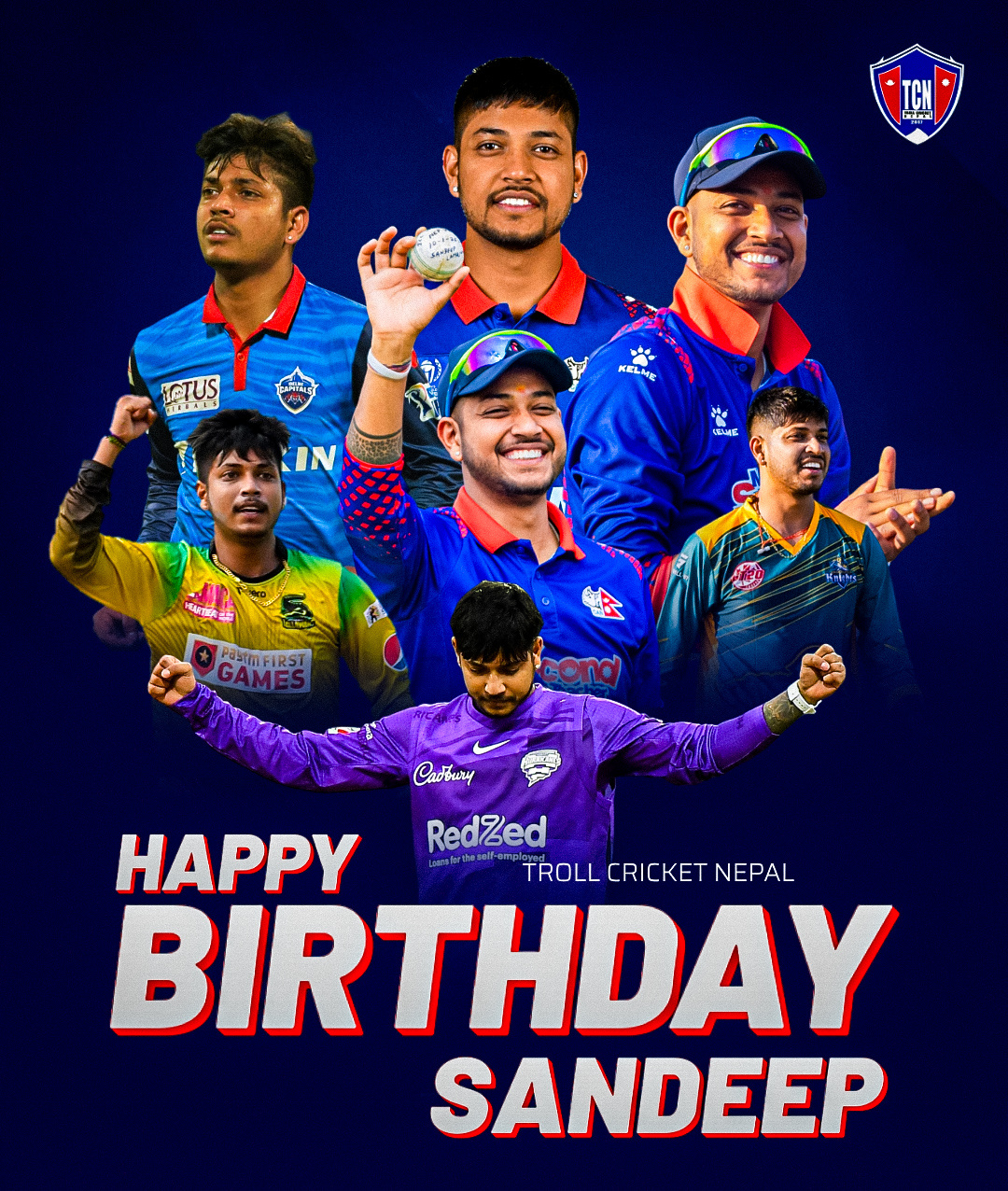 Sandeep Lamichhane Birthday Poster birthday design cricket cricket poster design graphic design happy birthday icc nepal cricket sandeep lamichhane social media poster sports graphics